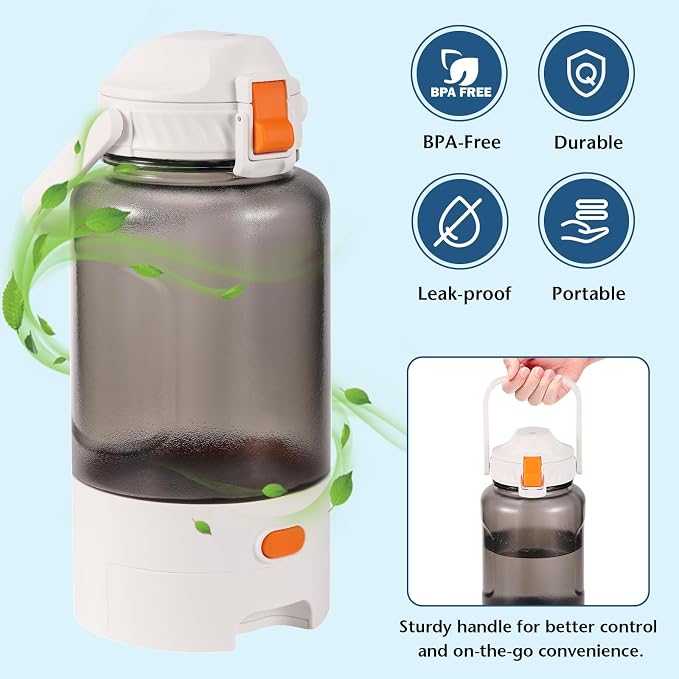 50oz Outdoor Dog Water Bottle - Leakproof Pet & Human Water Dispenser with Handle, Portable for Travel, Hiking, Camping, Beach - Must-Have BPA-Free Gear for Active Dogs (White) - Image 2