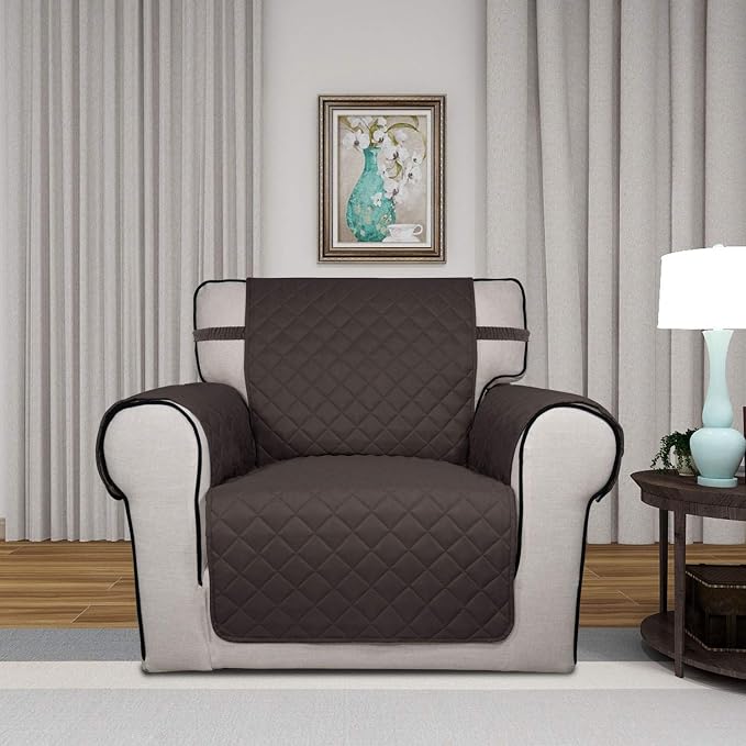 PureFit Reversible Chair Sofa Cover Dog Couch Covers for Sofa, 25.5 in | Chocolate/Beige, Water Resistant Couch Protector, Washable Pet Couch Cover with Non Slip and Elastic Straps For Kids - Image 2