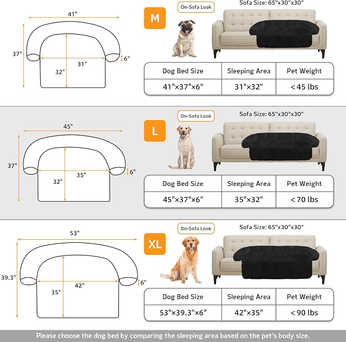 GGIB Calming Dog Bed Fluffy Plush Dog Mat for Furniture Protector with Removable Washable Cover for Large Medium Small Dogs and Cats (Large, Black) - Image 5
