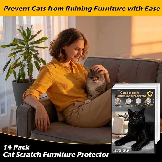 Cat Scratch Furniture Protector 14Pack Clear Anti Cat Scratch Protector, Single-Sided Self-Adhesive Furniture Cat Scratch Protector (14 Pack) - Image 3