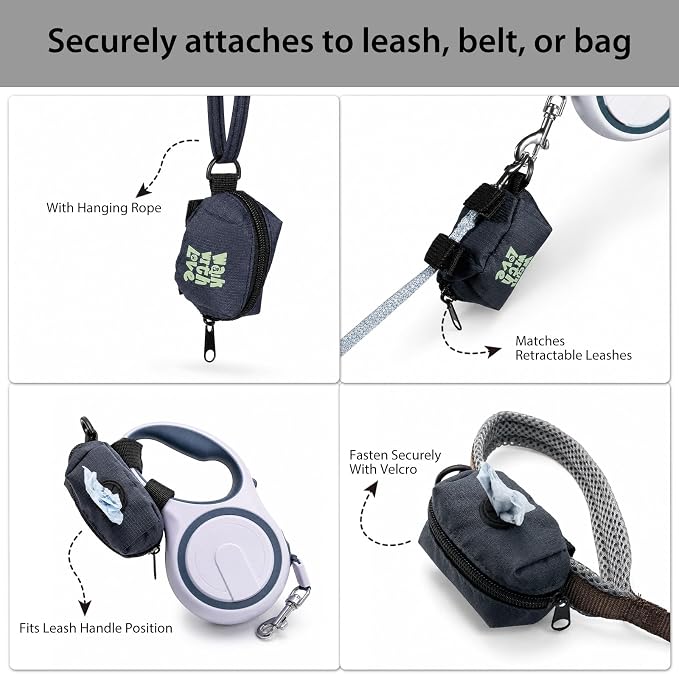 Dog Waste Bag Dispenser, Poop Bag Holders for Leashes, Dark Blue | Soft Fabric Zipper Small Dog Puppy Pouch for Leash Accessory Attachment, Doggy Poop Bag Holder for Travel, Dog Walking, Park - Image 4