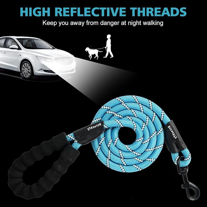 Rttochfy Rope Dog Leash 2/4/5/6/8/10 FT with Comfortable Padded Handle and Highly Reflective Threads for Small Medium and Large Dogs Heavy Duty (1/2"-6 FT, Orange) - Image 4
