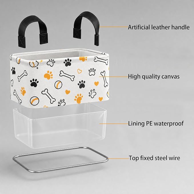 Large Dog Toy Basket Puppy Stuff Storage Bin Organizer Holder Pet Box Doggie Room Decor (Yellow Black B) - Image 5