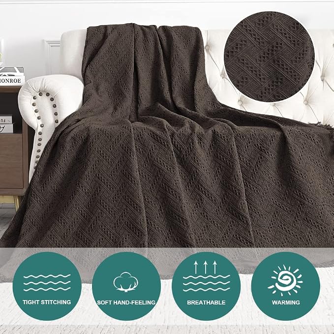 MYSKY HOME Couch Cover Chocolate Sofa Covers for 2 Cushion Couch Geometrical Sectional Couch Cover Living Room Sofa Throws Sofa Slipcovers for Pets, Kids (X-Large, 91" x 118", Chocolate) - Image 3