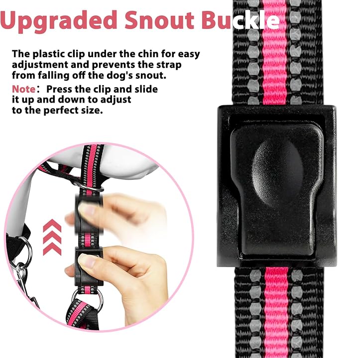 BARKLESS Soft Dog Head Collar, Patented Padded No Pull Head Halter, Training Nose Leash with Safety Link for Medium Large Dogs, Adjustable Muzzle Leash, Easy Control for Walking(Pink, L) - Image 4