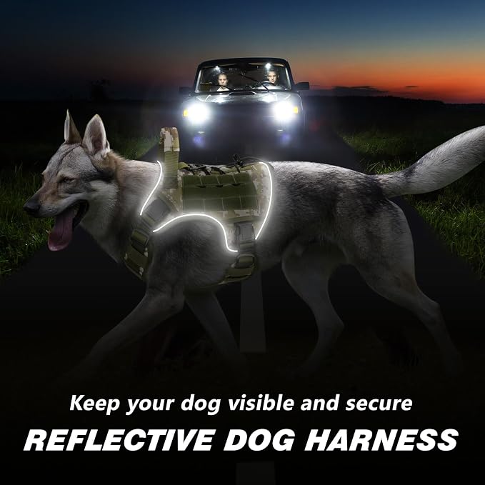 WINGOIN Tactical Dog Harness for Large Dogs,Heavy Duty No Pull Dog Harness | with Handle,Adjustable Reflective,Military K9 Style,Big Size Dog Vest,for German Shepherd,for Walking Training Hunting - Image 4