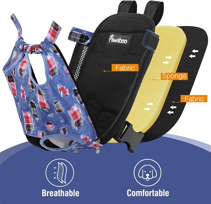 Pawaboo Pet Front Carrier Backpack for Small Medium Dogs | Legs Out Easy-fit,Adjustable Straps,Hands-Free,Soft Padded Support for Travel Hiking Cycling Camping,Denim Blue,L - Image 5