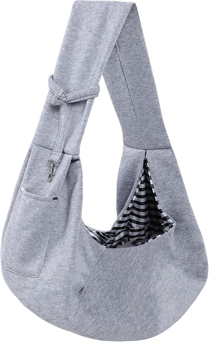 Dog and Cats Carrier Sling, Puppy Small Pet Carrier with Storage Pocket | Reversible Dog Sling Carrier, Safety buckle, Storage Pocket, Machine Washable for Travel, Outdoor Activities, Hand-Free, Gray by ARZQUT