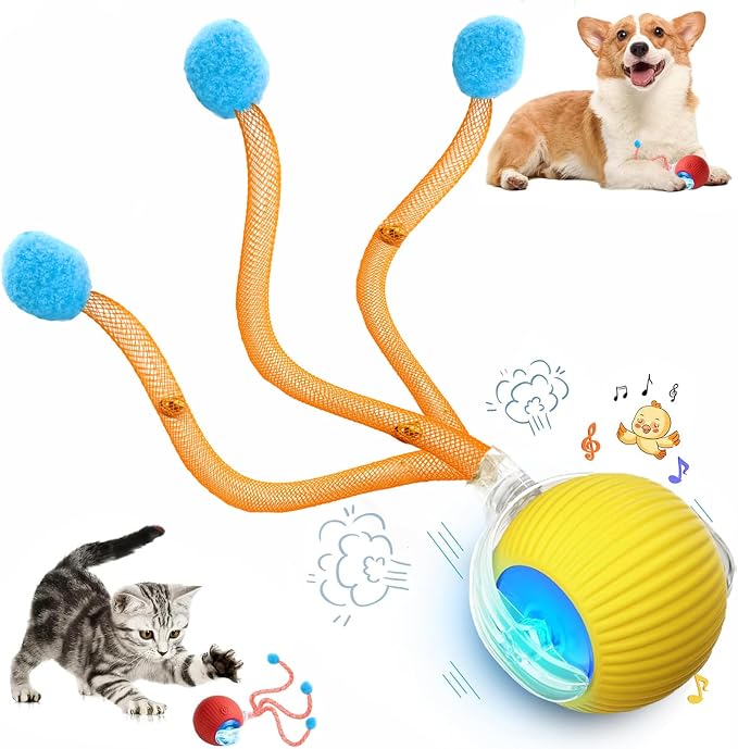 Speed 2.0 Tail Interactive Cat Toys for Indoor Cats, Moving Cat Toy | Chirping & Motion Activate Cat Toy, Smart Kitten Toys Rolling Ball Moving Ball, Electric Dog Cat Ball for Enrichment Exercise by Unknown