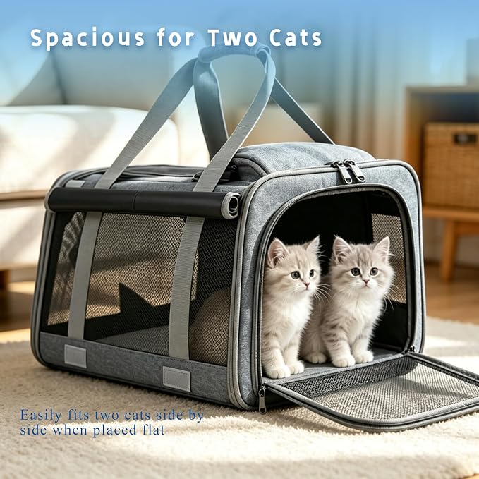 Pet Carrier for Medium-Small Cats, Collapsible Cat Carrier and Soft-Sided Pet Carrier for Cats and Small Dog Up to 17lbs, Stress-Free Travel with Privacy Cover, Travel Bag L18.9”X11.42”X11.42” - Image 4