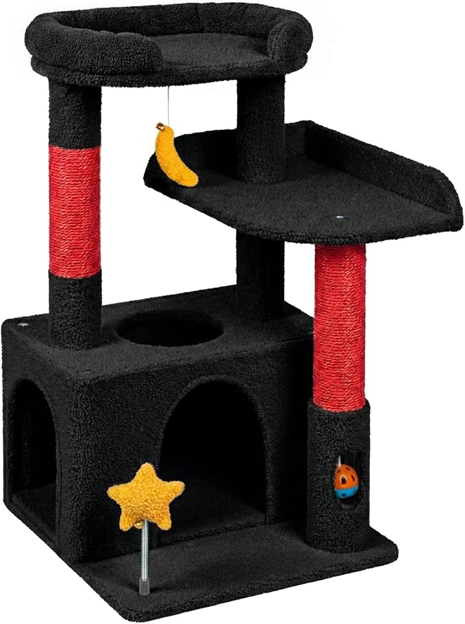 Small Cat Tree, Compact 30" Cat Tower for Indoor Kittens | Plush Finish, Cozy Condo, Soft Top Perch, Sisal Scratching Post, Dangling Ball Toy, Anti-Tip Base, for Cats up to 15 lbs - Image 5