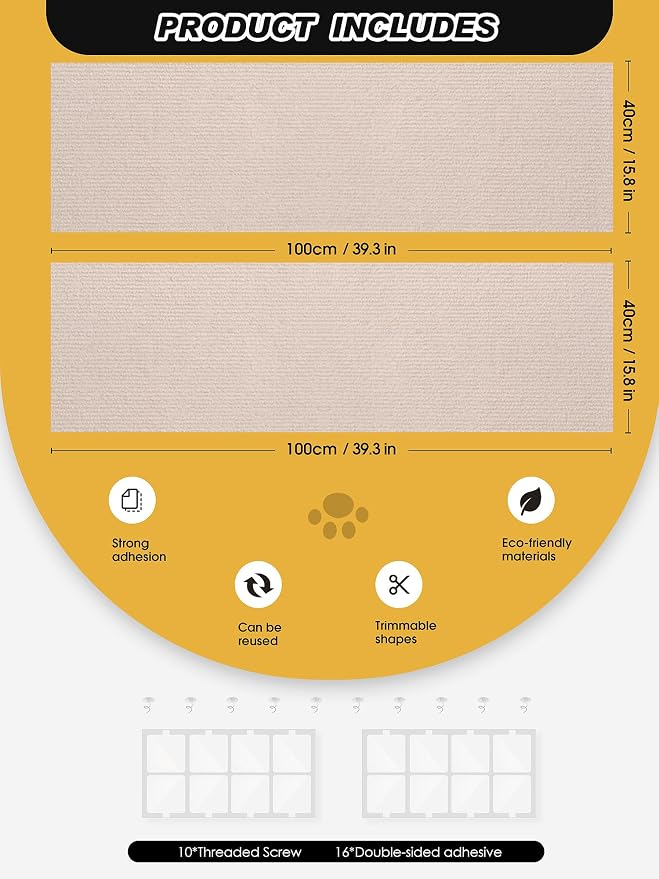 2PCS 39.4"x15.8" Cat Scratch Furniture Protector - Beige | Less claw damage, easier scratch-zone setup, worn post refresh, cleaner couch corners, softer look for cat homes - Image 7