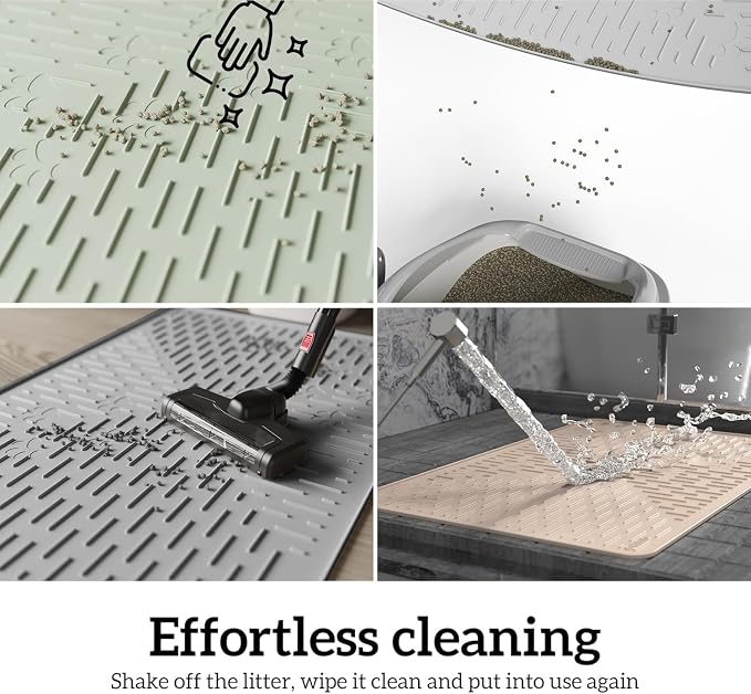 Cat Litter Mat, 23.5x16 Silicone Trapping Mat Grey | for Kitty Litter Box, Easy Clean, BPA Free Rubber, Center Litter Collection, Easy Pour-Back, Waterproof, Odor-Resistant - Image 8