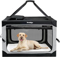 Collapsible Dog Crate, Portable Soft Dog Crate with Fleece Bed for Medium Dog, Folding Travel Carrier Kennel with 3-Door Mesh Windows for Indoor &Outdoor by IMSEIGO