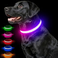 Multicolor Light Up Dog Collar, 5V Waterproof Led Dog Collar Rechargeable, 200 mAh Adjustable Glow in the Dark Dog Collars with 11 Light Modes for Small, Medium, Large Dogs Walk at Night (Large) by Ezierfy