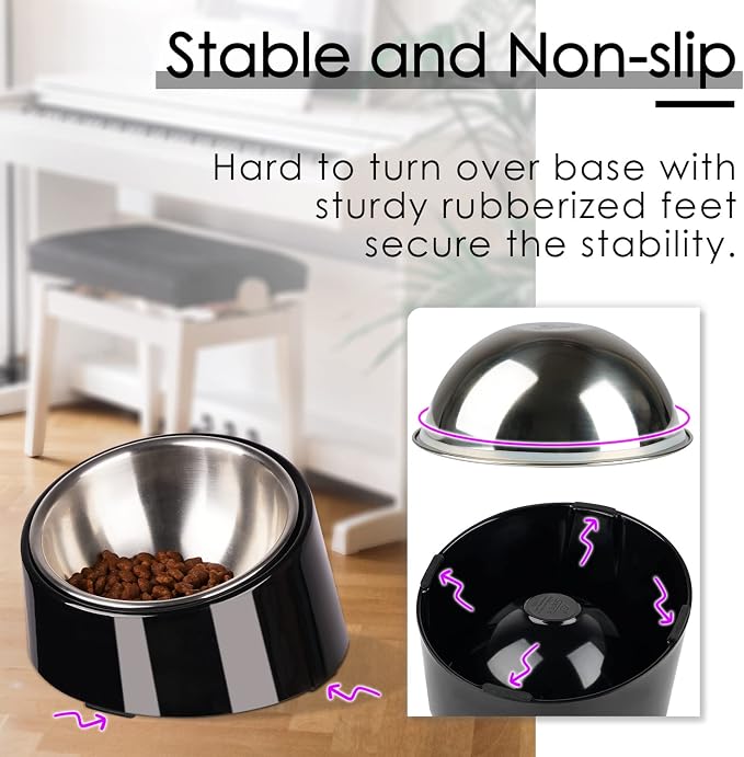 SUPER DESIGN Mess Free 15 Degree Slanted Bowl for Dogs and Cats 0.5 Cup Black - Image 5