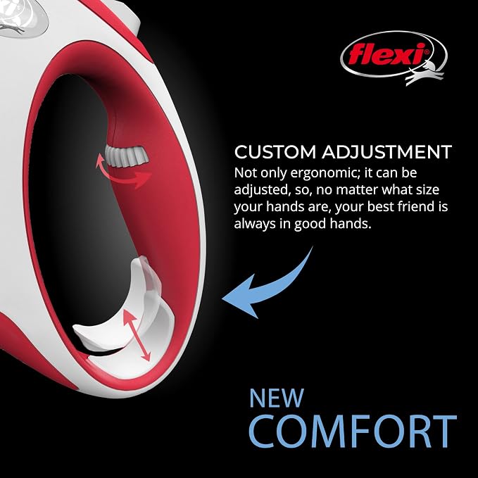 FLEXI New Comfort Tape Retractable Dog Leashes for Large Dogs Upto 132 lbs. – 16 ft., Red/Pastel | Tangle Free Pet Walking Leash with One-Handed Brake, Pause, Lock|German Quality Product - Image 3