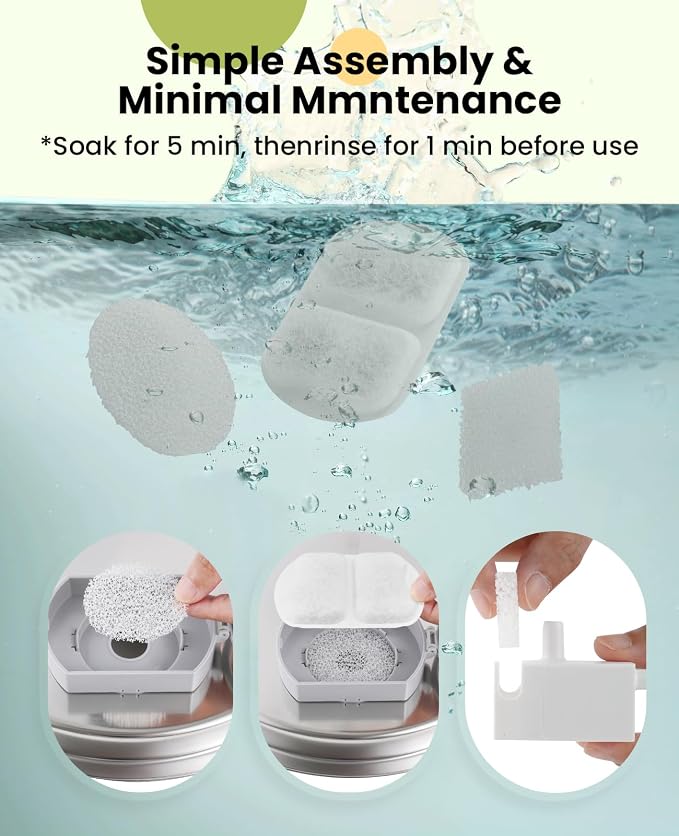 oneisall Replacement 8 Set Filters for PWF-002 7L Dog Water Fountain | Contain 8Sets Filter,Higher Adsorption Efficiency,Wide Compatibility,Dual Pump Protection, Lower Long-term Pet Expenses - Image 5