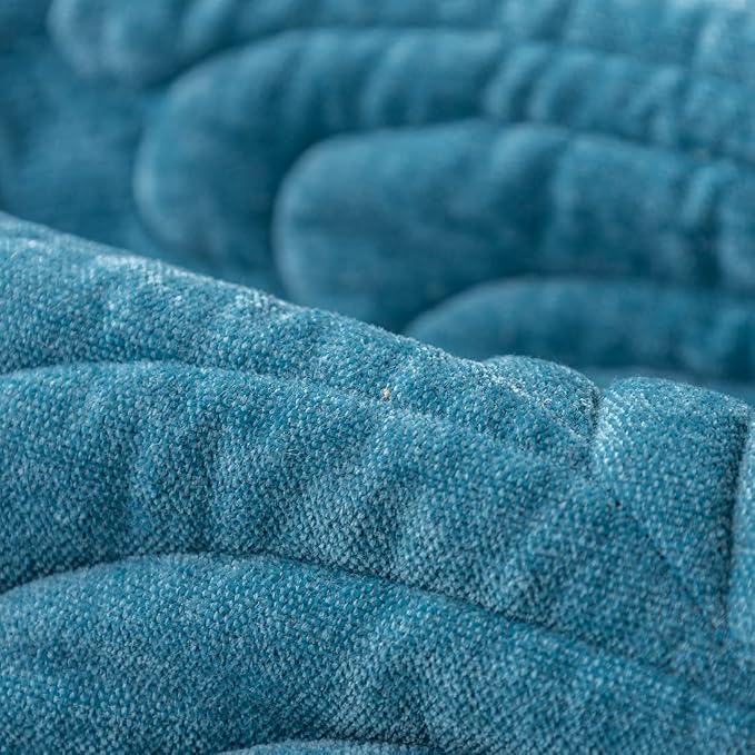 Set of 2 Palm Leaves Decorative Square Throw Pillow Covers Soft Chenille Plush Quilted Cushion Covers for Couch Sofa Bed (Blue,18"x18") - Image 2