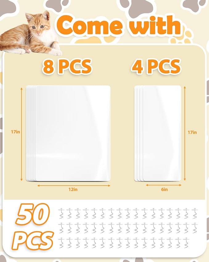Thickend Cat Scratch Couch Furniture Protector -12 Pack | Clear Plastic Sticky Cover, Anti Scratch Protection for Couches from Pet Claws - Image 3