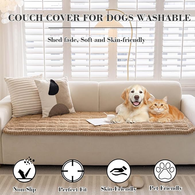 Couch Cover for Dogs Washable, Non-Slip Pet Couch Covers for Sofa, Fuzzy Dog Couch Cover Blanket for Furniture Protector (Z-Camel, 27.6" x 70.9"/70 x 180cm) - Image 2