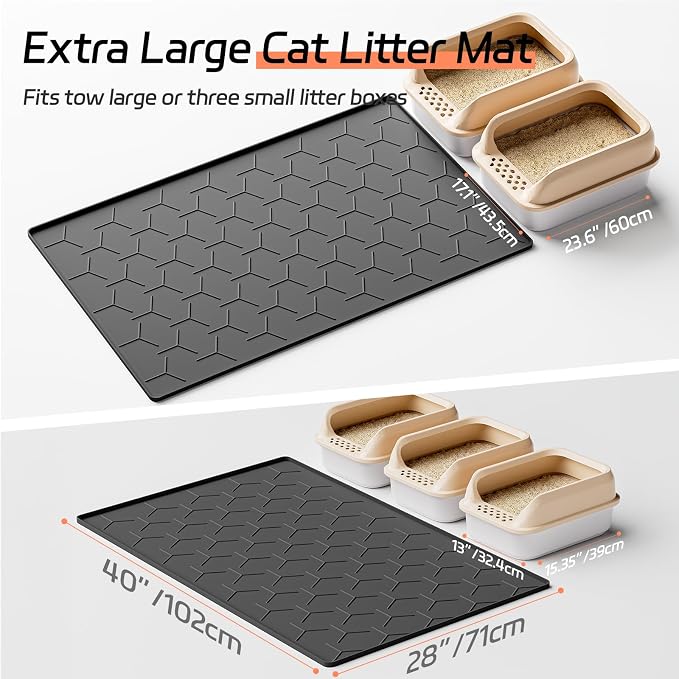 Bulkniu Silicone XL Cat Litter Mat, 28"X40", Raised Edge Waterproof, Black | Litter Trapping & Recycling, Easy to Clean, Non-Slip, Durable Safe & Odorless, Paw Friendly - Image 5