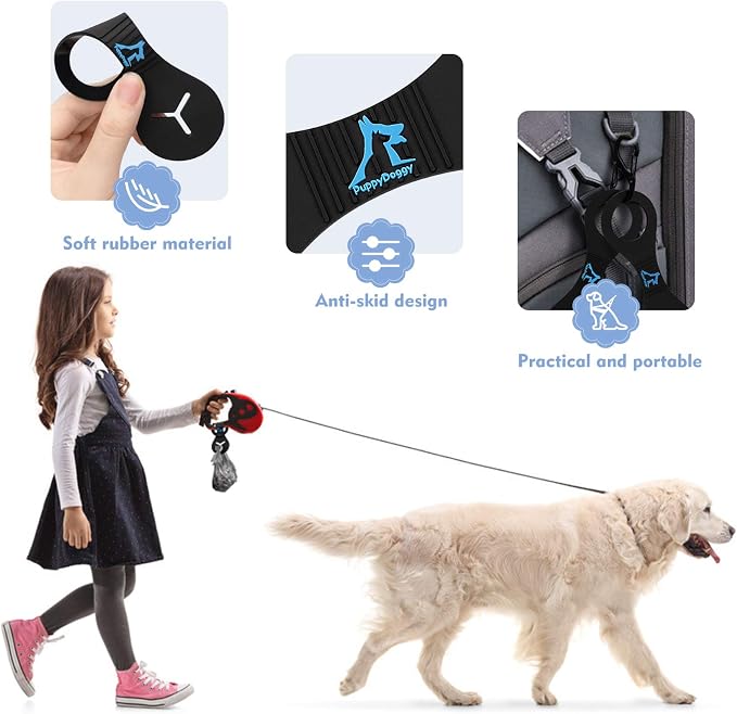 Dog Poop Bag Holder for Leash Waste Bag Carrier Dog Poop Bag Dispenser for Walking Running Bicycle Accessory 2 pieces (Black) - Image 4