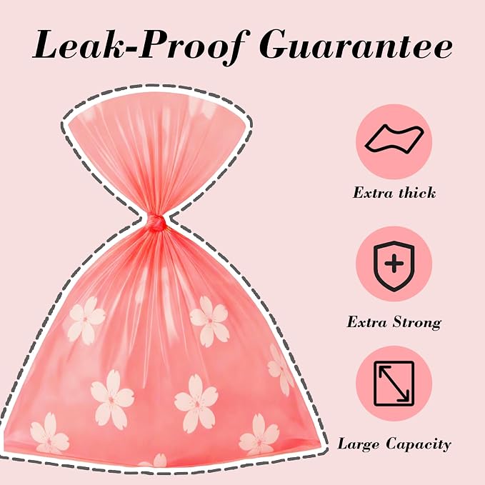 Cherry Blossom Scented Dog Poop Bags - 42 Rolls 630 counts | Leak Proof Extra Large 13x9 Inch Pink Dog poop bags rolls with Dispensers, Fragrance Bags for Dogs Walking and Cat Litter - Image 4