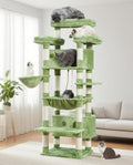 Cat Tree, 74" Tower for Large Cats, Big Condo Hammock CCT030GR | Heavy duty, 3 Big Platforms, 2 Baskets, 2 Condos, Multi-Level Scratching Posts, Indoor Cats Large Adult 20 lbs+, Green by Gitelnour