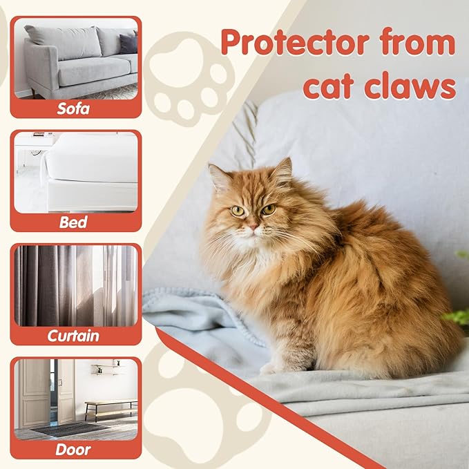 Secopad 18 PCS Cat Scratch Furniture Protector, Couch Protector, 17IN | Transparent, Single-Sided, Self Adhesive, Large Size, Easy to Use and Remove, Anti Pet Deterrent, Sofa Cover from Cat Claws - Image 6