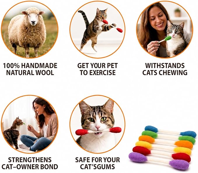 Glaciart One Swabs Cat Toys with Catnip - 6 Pk | Durable for Chew, Cute Cat Toys Interactive Kitty for Boredom, Exercise, & Play | Filled w/Organic Catnip for Anxiety & as Digestive Aid | Gift Idea - Image 4