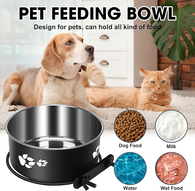 Kennel Water Bowl Hanging, Food and Water Bowl for Dog Cage, Crate, 2 Pack | 34oz &25oz Stainless Steel Kennel Bowls Mountable for Medium and Small Dogs, Cats, Pets (6.2x2.6” & 5.5x2.4”) - Image 5