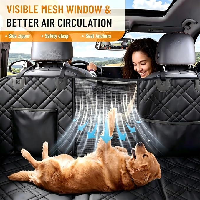 Back Seat Extender for Dogs - Hard Bottom Dog Car Seat Cover for Back Seat Holds 400lbs, Upgraded Waterproof Dog Hammock for Car and SUV, Sturdy Backseat Extender for Dogs (Black) - Image 5