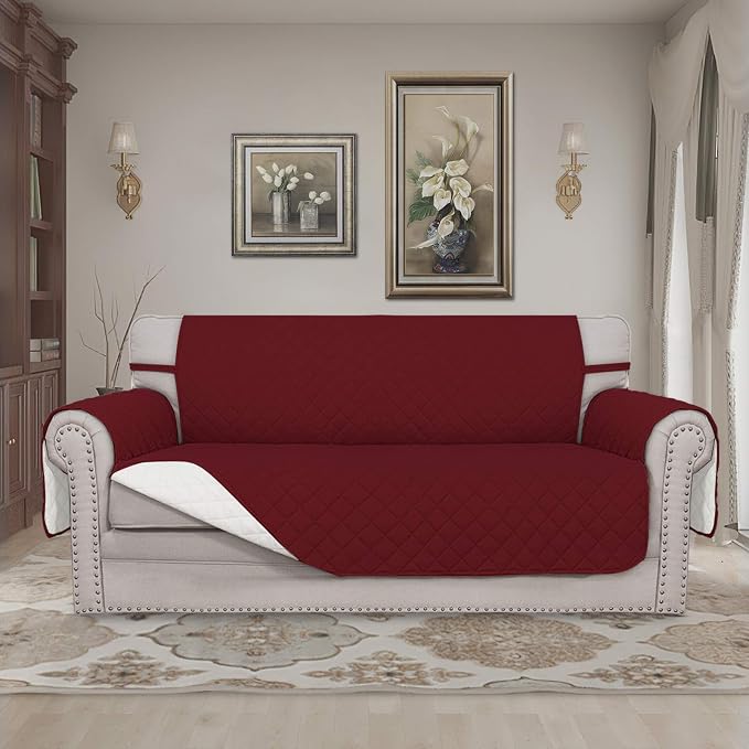 Easy-Going Reversible Couch Cover, 2 Cushion Sofa, Christmas Red/Ivory | Oversized Loveseat Slipcover For Dogs, Water Resistant Mat, Living Room, Non-Slip Sofa Cover, Pet Friendly - Image 2