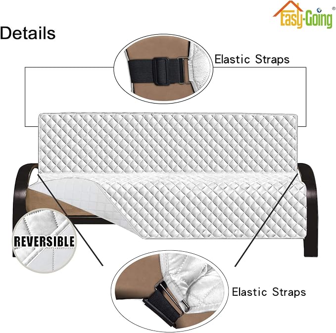 Easy-Going Reversible Couch Cover, Large Futon Sofa, White/White | Machine Washable Slipcover For Dogs, Water Resistant Furniture Mat For Living Room, Non-Slip Sofa Cover, Pet Friendly - Image 4