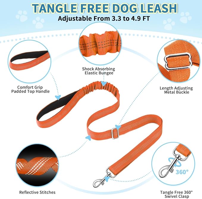 Lukovee Small Dog Harness and Leash Set, No Pull Soft Padded Vest | Both Neck & Chest Adjustable, Reflective, Puppy Harness with 4ft Lightweight Anti-Twist Dog Leash for Small Dogs (Orange,XXS) - Image 3