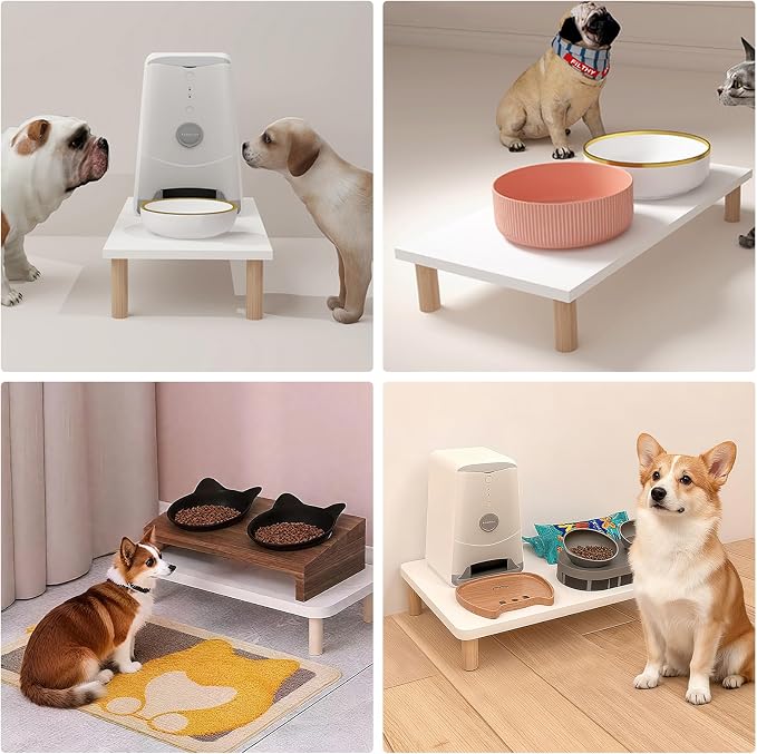 Elevated Cat Food Stand, Raised Pet Feeding Table for Cats and Dogs | Compatible with Most Bowls & Automatic Feeders, Elevated Cat Feeding Station, Cat Feeder Stand, Solid Wood, Healthy Posture - Image 4