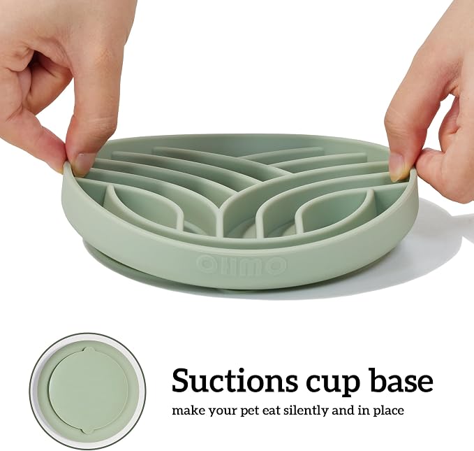 OHMO Slow Feeder Dog Bowl, 5.9" Lick Mat for Dogs, Diamond, Sage Green | Cat Slow Feeder Bowl, Anti Choking, Enrichment Toys, Easy Clean BPA-Free Silicone Feeding Bowl, Boredom and Anxiety Reducer - Image 5