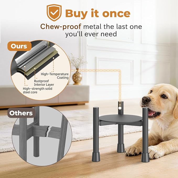 Elevated Dog Bowl Stand for Small Medium Breed, 2 Pack 10in Tall Holder | Adjustable Width 6-10in,Non-Slip Metal Puppy Food Water Raised Feeder, Fits Various Size Ceramic Stainless Steel Bowl - Image 6