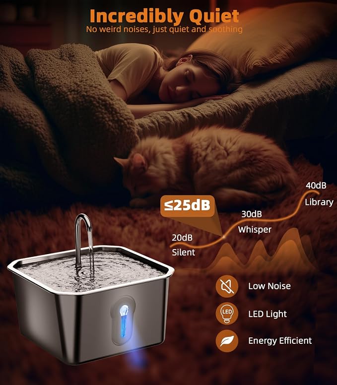 4L Large Cat Water Fountain for Multiple Cats with 8 Filters Pet Water Fountain for Cats Quiet Indoor Pets Dog Small Animal Automatic Dog Water Dispenser for Drinking Watering Supplies - Image 4