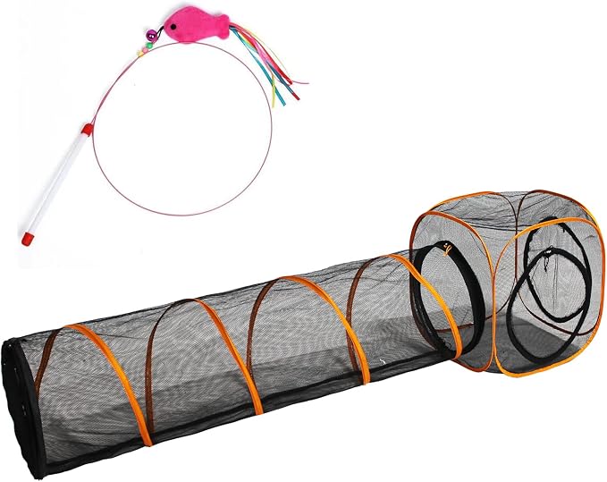Cat Play Tunnel + Cube(with Three Ways) for Indoor and Outdoor, Cat Playpen, Play Enclosures, Collapsible Cube, Tunnel, Easy to Connect with Tent - Image 9