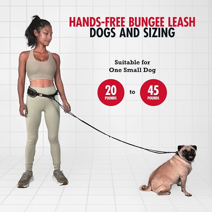 Tuff Pupper Hands Free Bungee Dog Leash, Waist Belt for Running & Walking | Heavy Duty for One Small Dog up to 45 lb, Shock Absorbing with Lumbar Support & Reflective Padded Handles for Jogging - Image 2