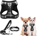 PUPTECK Dog Harness, Collar and Leash Set No Pull for Small Medium Sized | Plaid Puppy Step-in Escape Proof Reflective No Choke Pet Cat Adjustable Walking Vest by PUPTECK