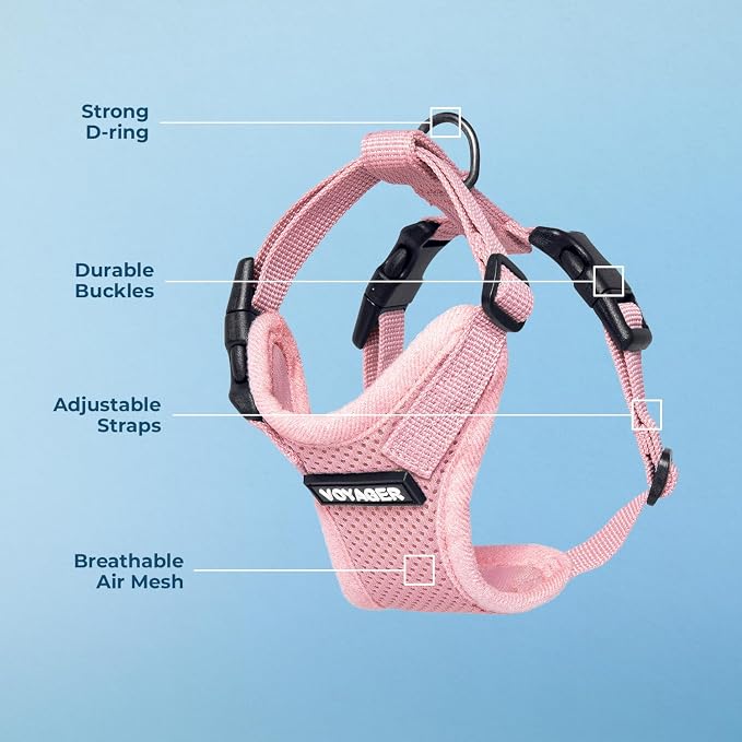 Voyager Step-in Lock Dog Harness - Pink, Medium | 17 - 21" in Chest, Adjustable, Breathable Air Mesh, Lightweight for Daily Walks, Strong Clips, Heavy Duty D-Ring - Image 4
