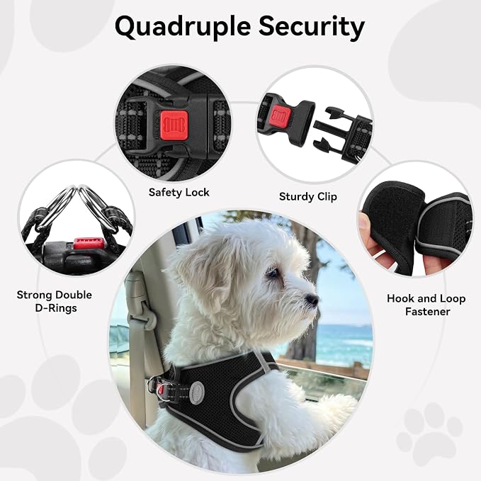 Joytale Step-in Dog Harness, Soft Breathable Mesh, Black L | Adjustable Fit for Small Dogs, Easy Step-in with Secure Fastener, Even Chest Pressure, Reflective For Night Safety, Washable - Image 5