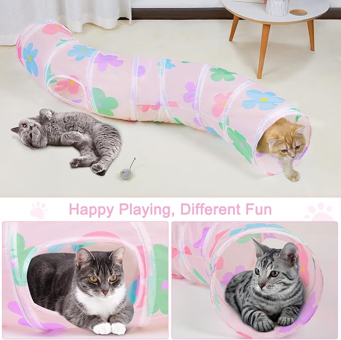 Glittme S-Shape Cat Tunnel, Foldable Cat Tunnels for Indoor Cats | Interactive Bunny Tunnel And Cat Tubes With Crinkle Sounds. Ideal For Kittens, Ferrets And Small Pets To Hide, Play Or Rest - Image 4
