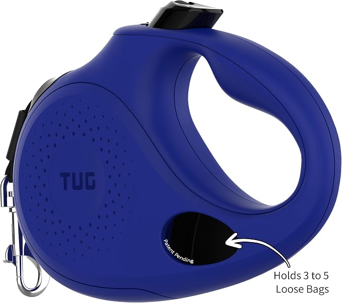 TUG Oval 360° Tangle-Free Retractable Dog Leash with Integrated Waste Bag Dispenser (Medium, Blue) - Image 2