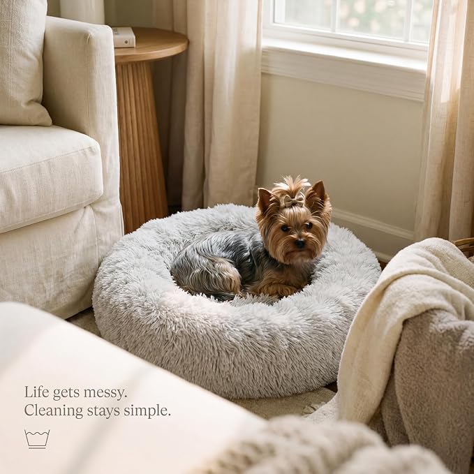nononfish Soft Donut Dog Bed,Cozy Calming Pet Bed for Small Dogs | Soft plush donut bed designed for comfortable everyday pet rest. - Image 7