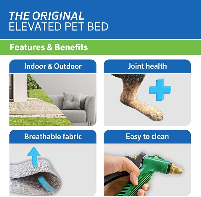 Coolaroo Original Elevated Dog Bed - Breathable Off-The-Ground Pet Bed with Cooling Fabric, Joint Relief & Moisture-Resistant Fabric, 100% Recyclable, Easy Clean, Gunmetal, Medium - Image 3