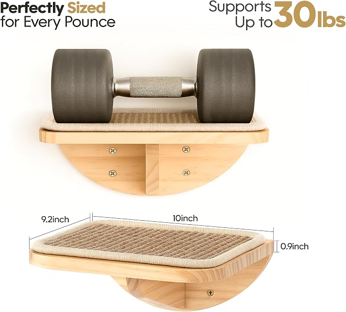 Cat Wall Shelves with Sisal Mat, Cat Wall Furniture Steps for All Breeds | Wooden Cat Wall Shelves with Sisal Mat, 2 Floating Wall Steps, Cat Wall Furniture Steps, Perfect for Climbing and Playing - Image 3